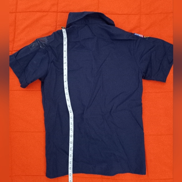 BOY SCOUTS OF AMERICA UNIFORM SHIRT WITH PATCHES, SIZE YOUTH MEDIUM BLUE - Picture 3 of 3